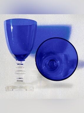 Pair of Cobalt Depression Glass Cordials